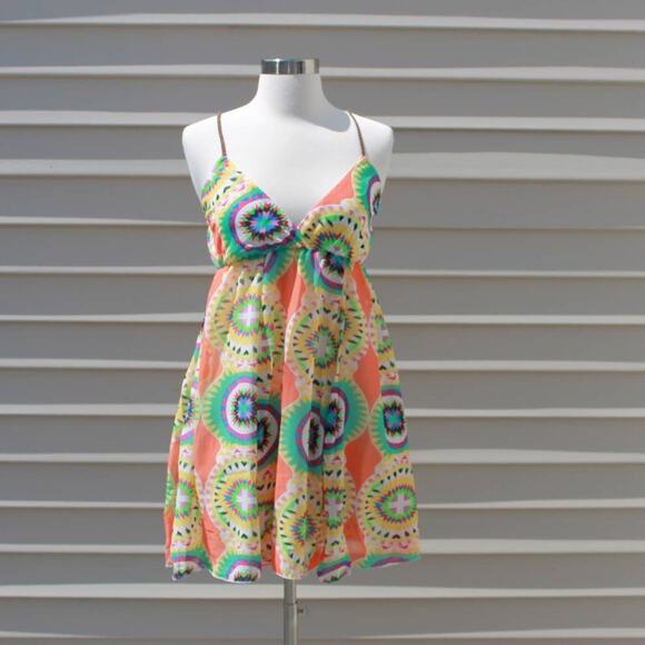 Ocean Drive Multicolor Vibrant Mandala Print Chiffon Dress Size Small - Picture 6 of 15